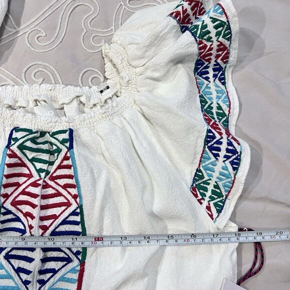 PIPER by Townsend Classic 100% Cotton Off The Shoulder Embroidered Dress Size XS - Picture 9 of 10
